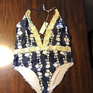 Rosegal One Piece Navy w/ White Floral Print